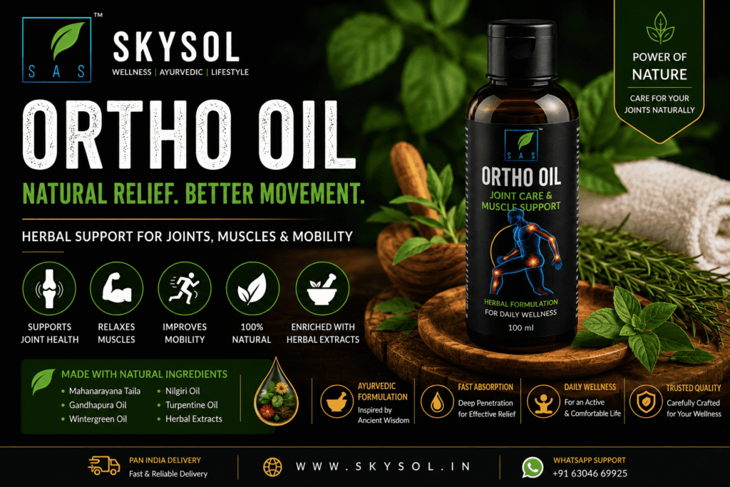 Ortho Oil Benefits for joint care and muscle support from SKYSOL Hyderabad