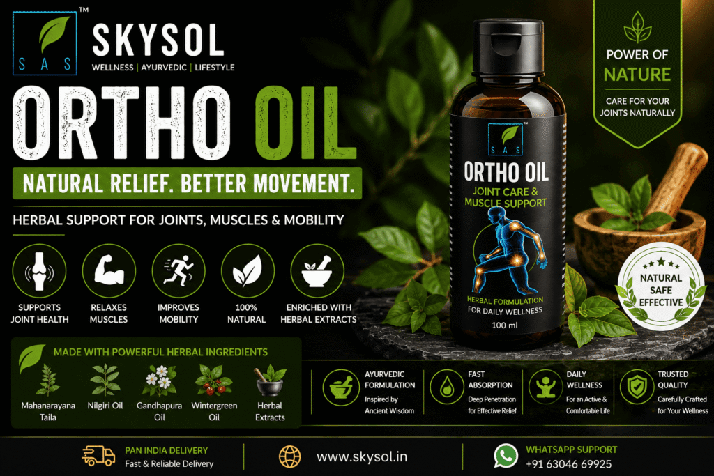 Ortho Oil Benefits for joint care and muscle support from SKYSOL Hyderabad