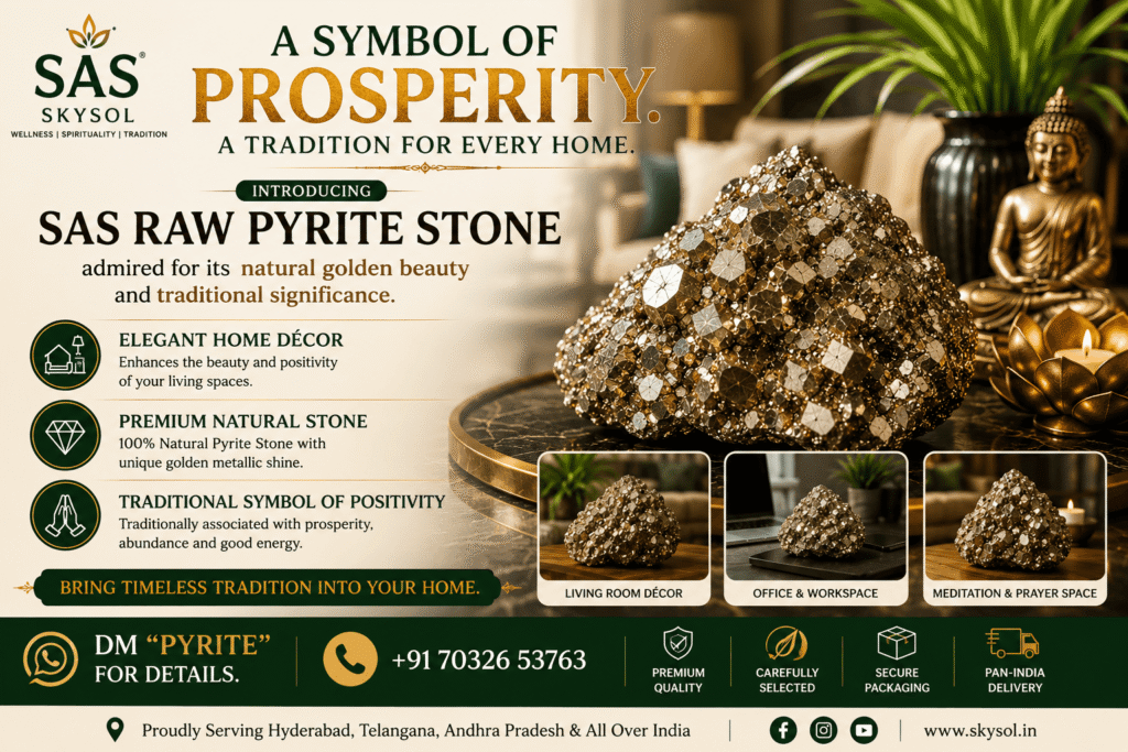 Raw Pyrite Stone Benefits with natural premium Pyrite Stone from SKYSOL Hyderabad